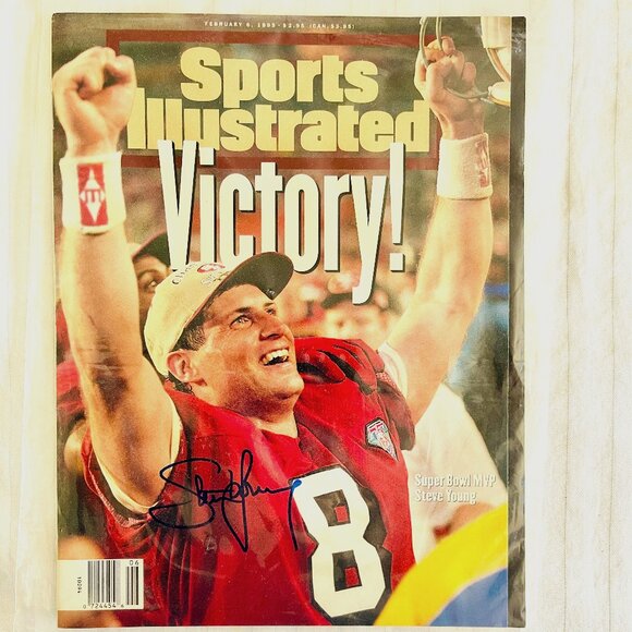 AUTHOGRAPHED - Steve Young (Super Bowl MVP) Sports Illustrated Magazine. 2/6/95. - Picture 1 of 6